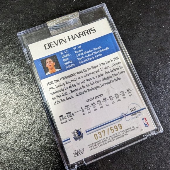 Devin Harris 2004-05 Topps Pristine Refractor Rookie Card - RC#107 - Picture 4 of 5